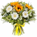 Sunflowers and white gerbera bouquet